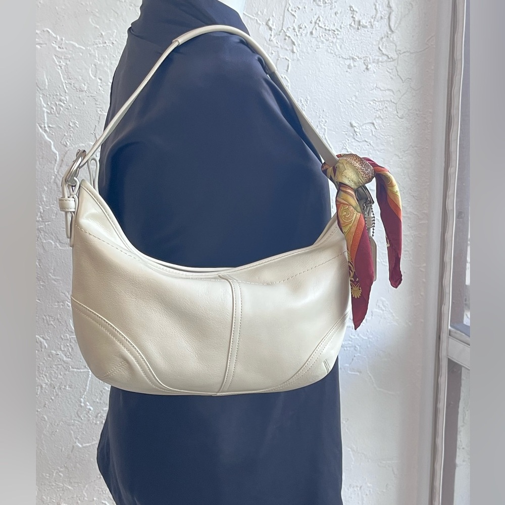 VINTAGE COACH SOHO CREAM/BEIGE HOBO LEATHER SHOULDER SHOULDER BAG 9464 - Picture 5 of 15